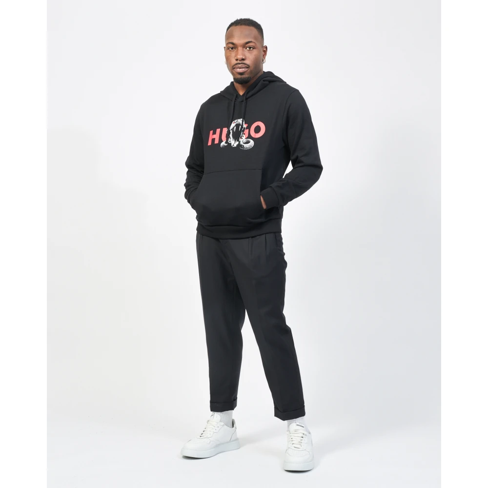 Hugo Boss Dierenprint Hoodie Sweater Black Heren