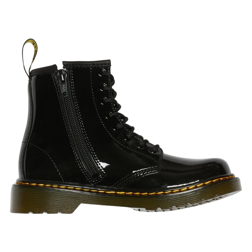 Dr. Martens Unisex Kids Black Kids Boots, 25 Eu, 1460 Patent Leather Lace Up Boots