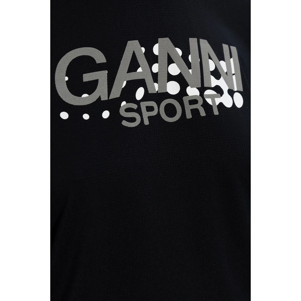 Ganni Sport T-shirt met logo Black Dames