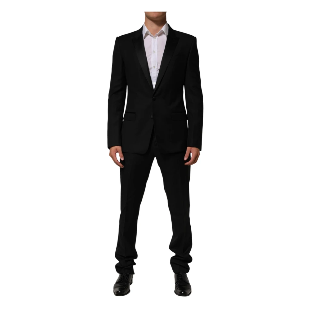 Dolce & Gabbana Black Single Breasted Suits, Male, L, 2-Button Jacket Formal 2-Piece Suit