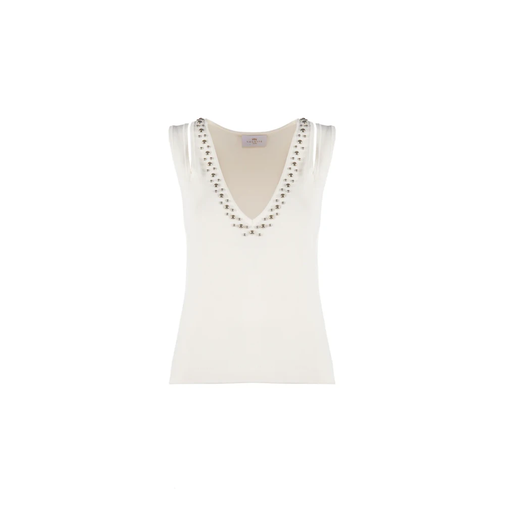 Nenette V-hals trui met Strass White Dames