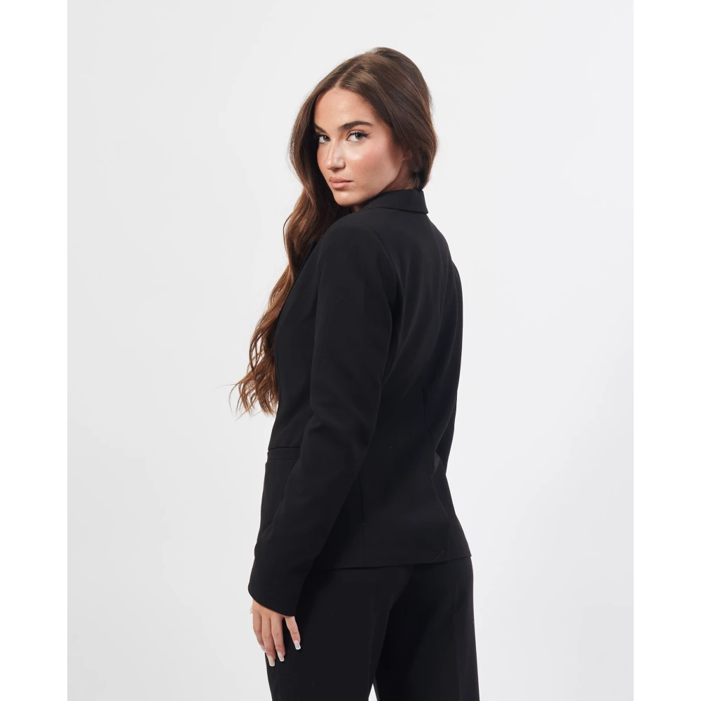 YES ZEE Zwarte enkelborst viscose jas Black Dames