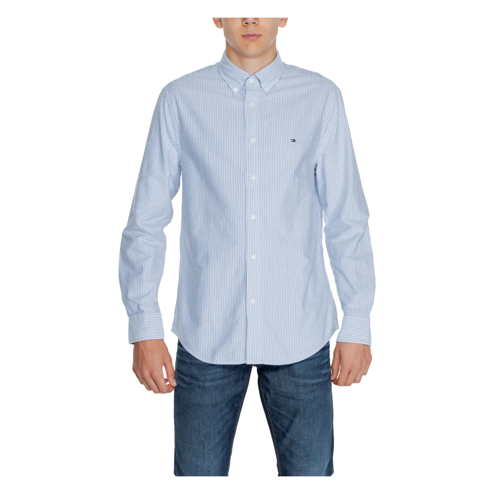 Tommy Hilfiger Blauw Gestreept Knoop-Front Overhemd Blue Heren