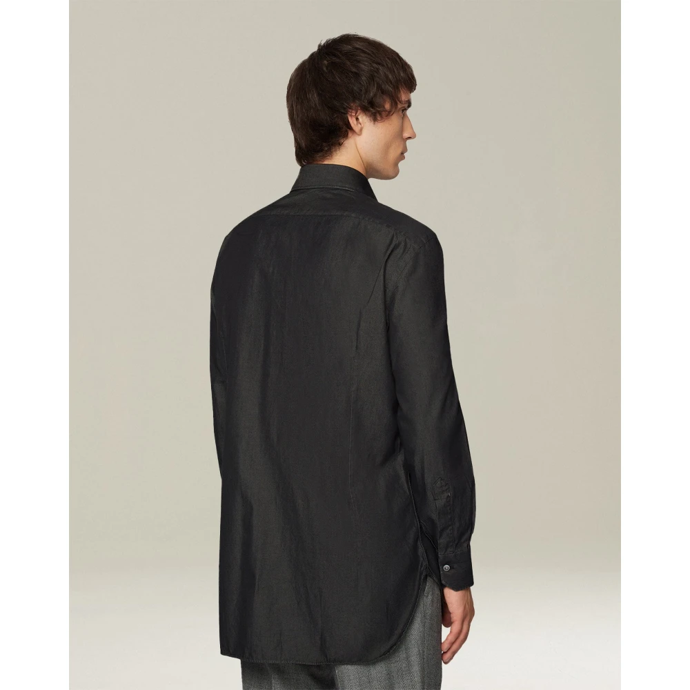 Kiton Denim Shirt met Sportieve Allure Black Heren