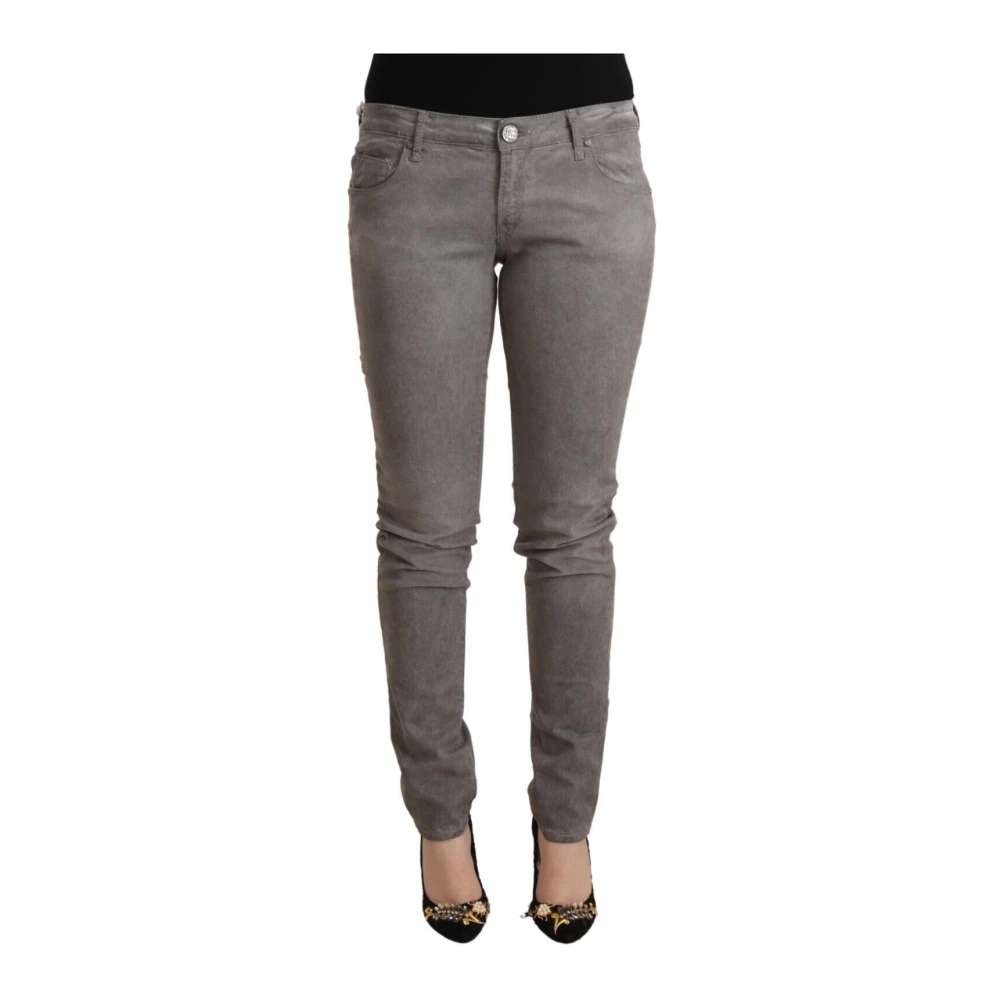 Acht Kvinno Grå Jeans Dam, W28, Denim, Low Waist Skinny Denim