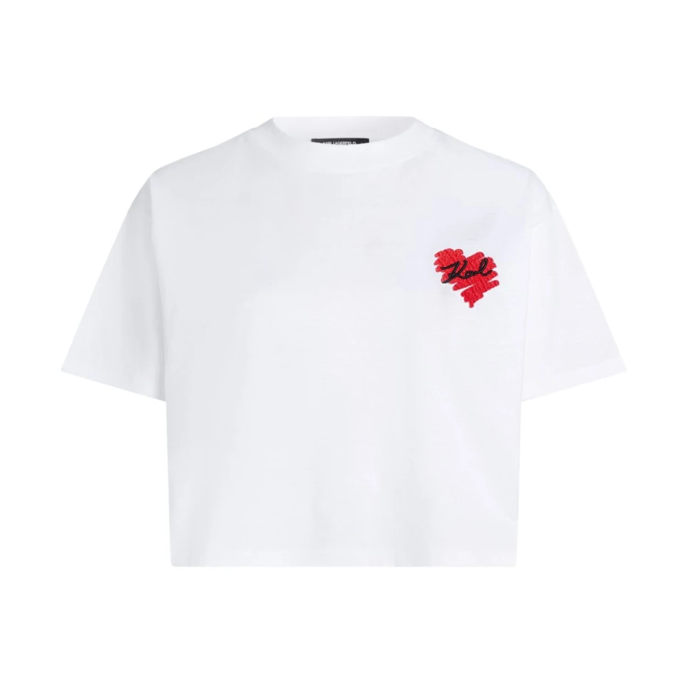 Karl Lagerfeld WIT Hart Logo T-Shirt White Dames