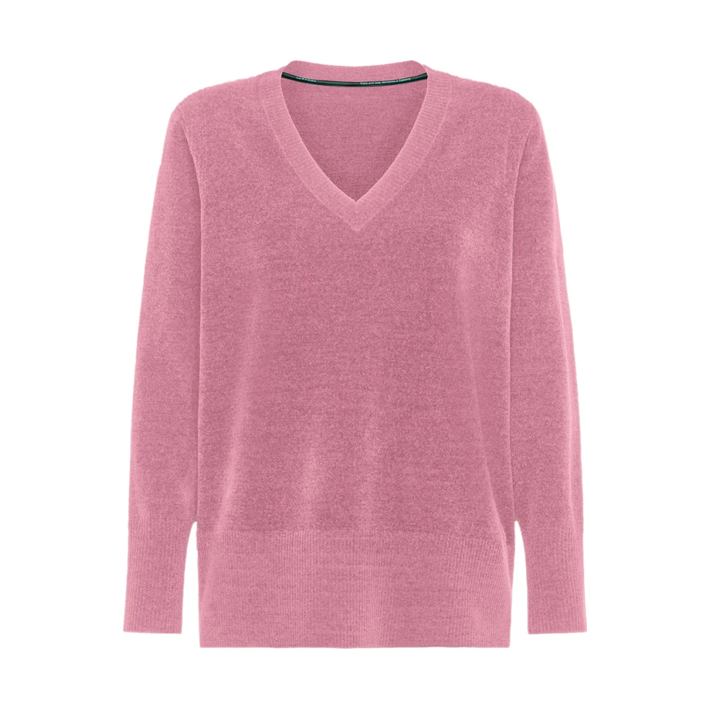 RRD Velvet Effect V-Neck Trui Pink Dames