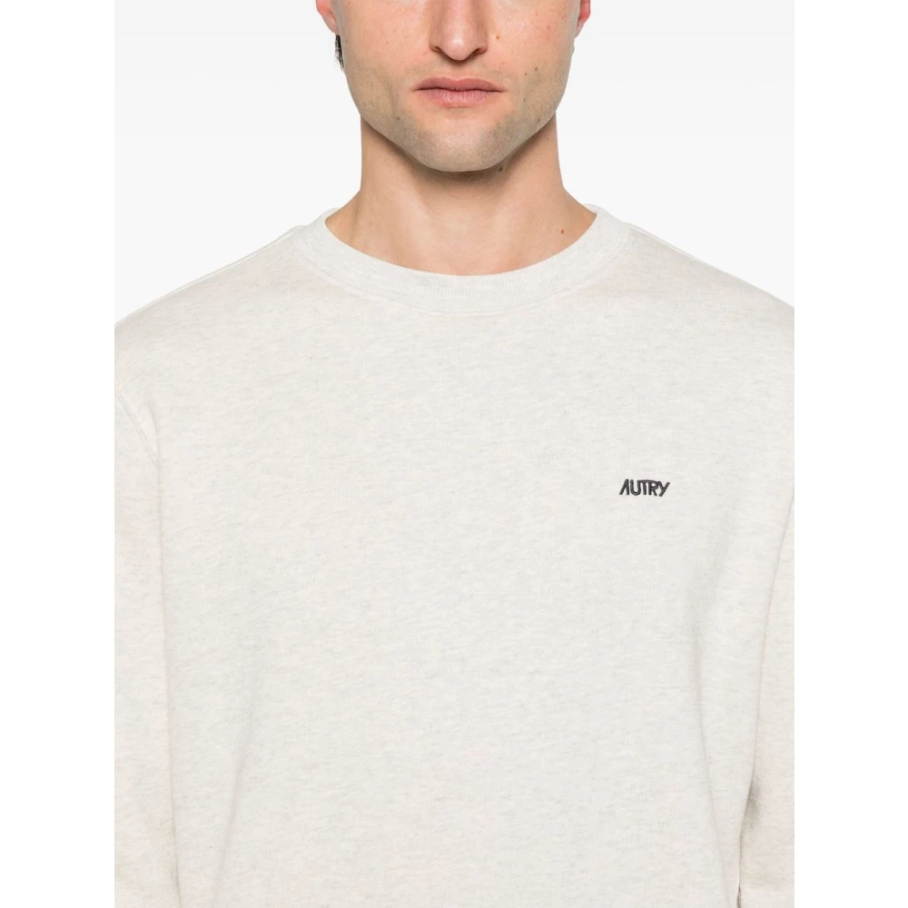 Autry Geborduurd Logo Ronde Hals Sweater Gray Heren
