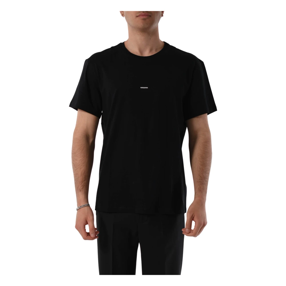 PATRIZIA PEPE Katoenen T-shirt met Frontprint Black Heren
