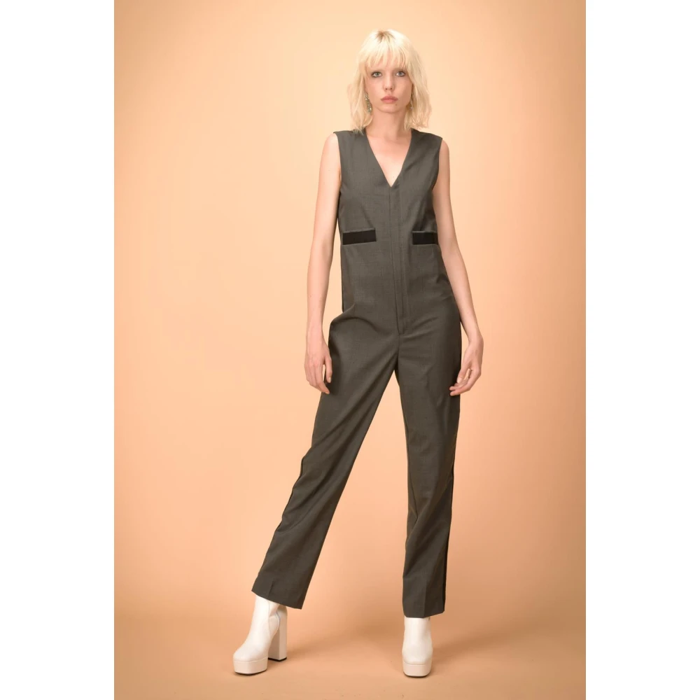 pinko Fresco Wol Jumpsuit Gray Dames