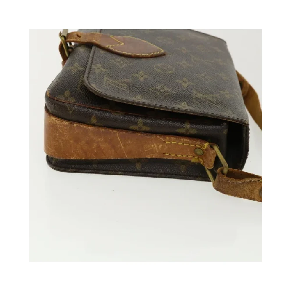 Louis Vuitton Vintage Coach Beige Bruin Zwart Canvas Schoudertas Brown Dames