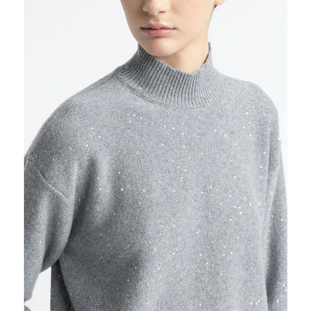 PESERICO Wol kasjmier lurex en pailletten trui Gray Dames