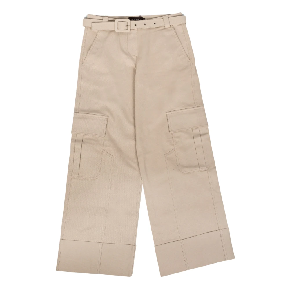 Siedrés Wijde cargobroek in beige Dames