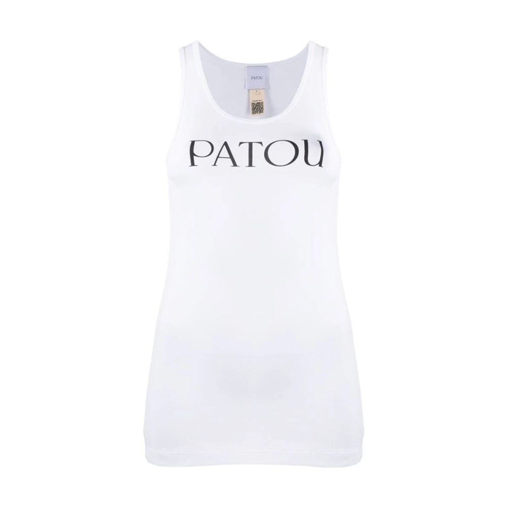 Patou Logo Print Mouwloze Top White Dames