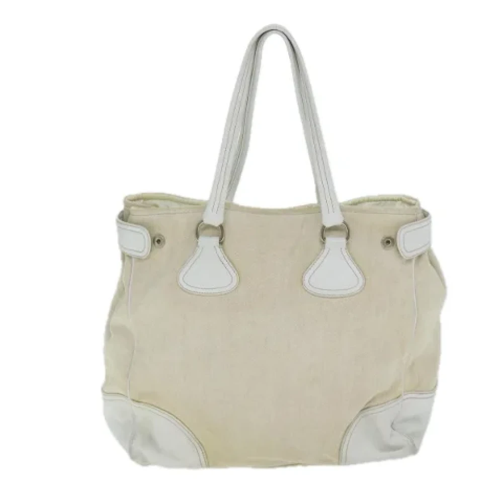 Prada Vintage Pre-owned Canvas prada-bags Beige Dames