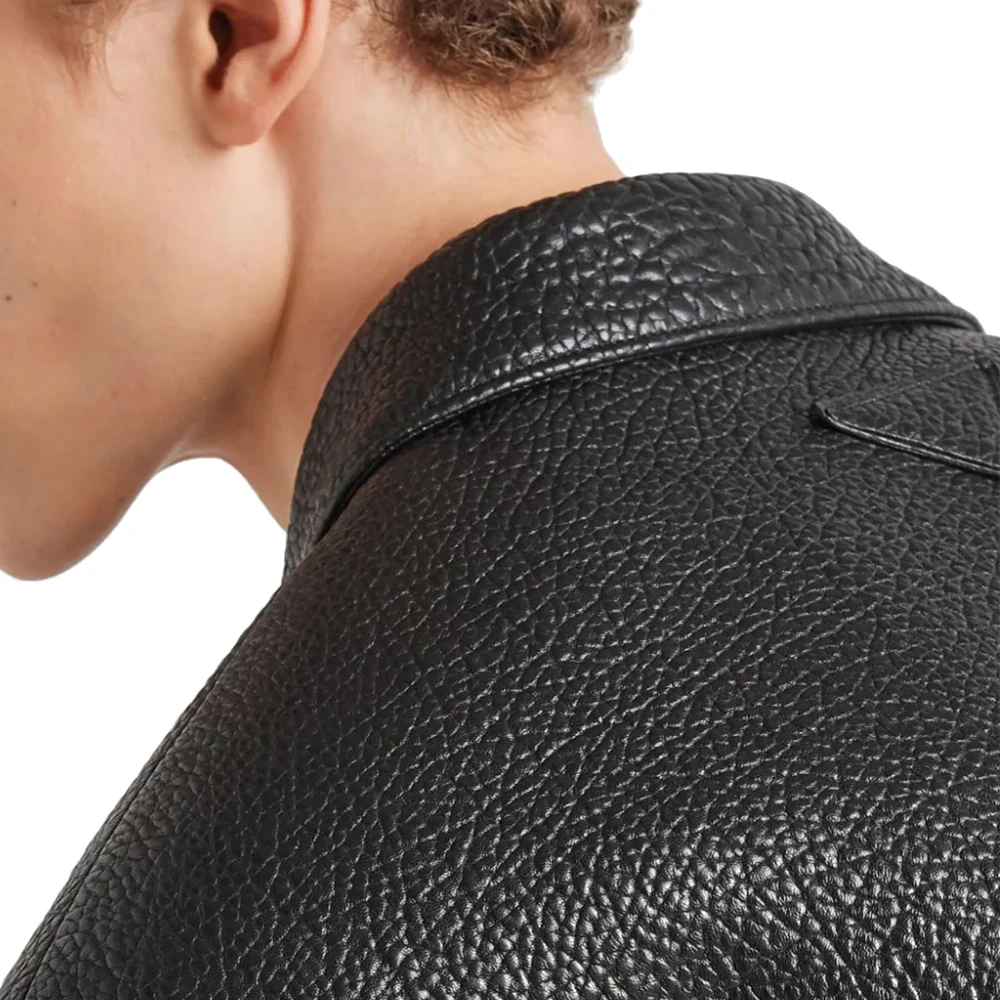 Prada Klassieke leren jas voor mannen Black Heren
