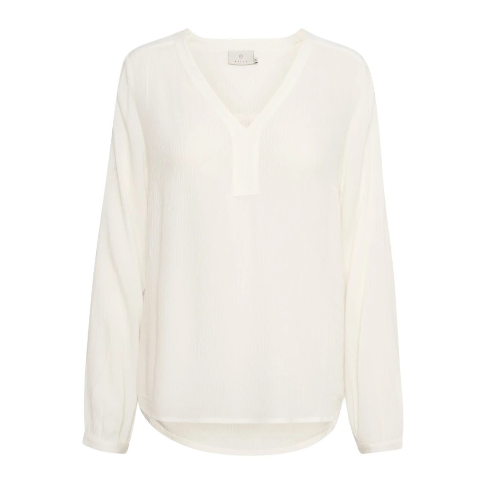 Kaffe Donna Bianco Camicia A Maniche Lunghe Amber - Immagine 2