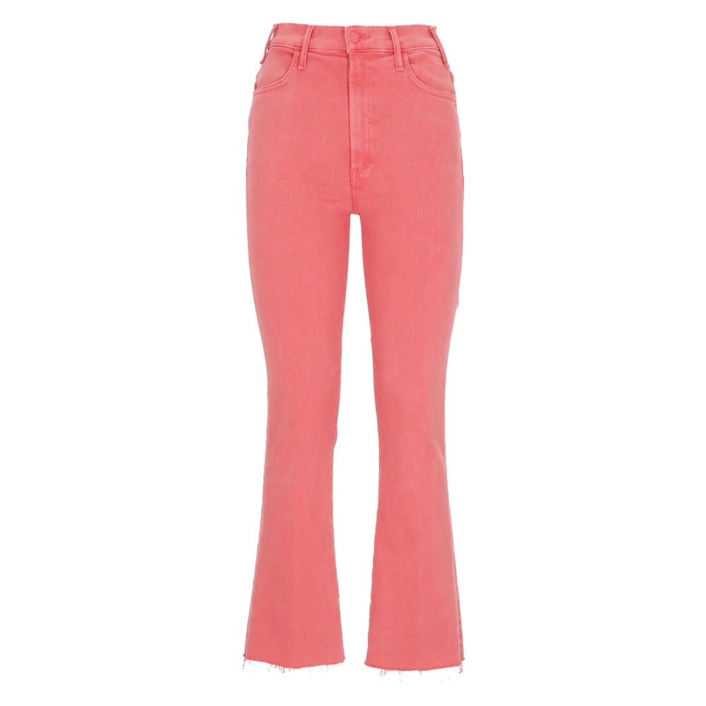 Mother Roze Katoenen Geknipte Hoge Taille Jeans Pink Dames