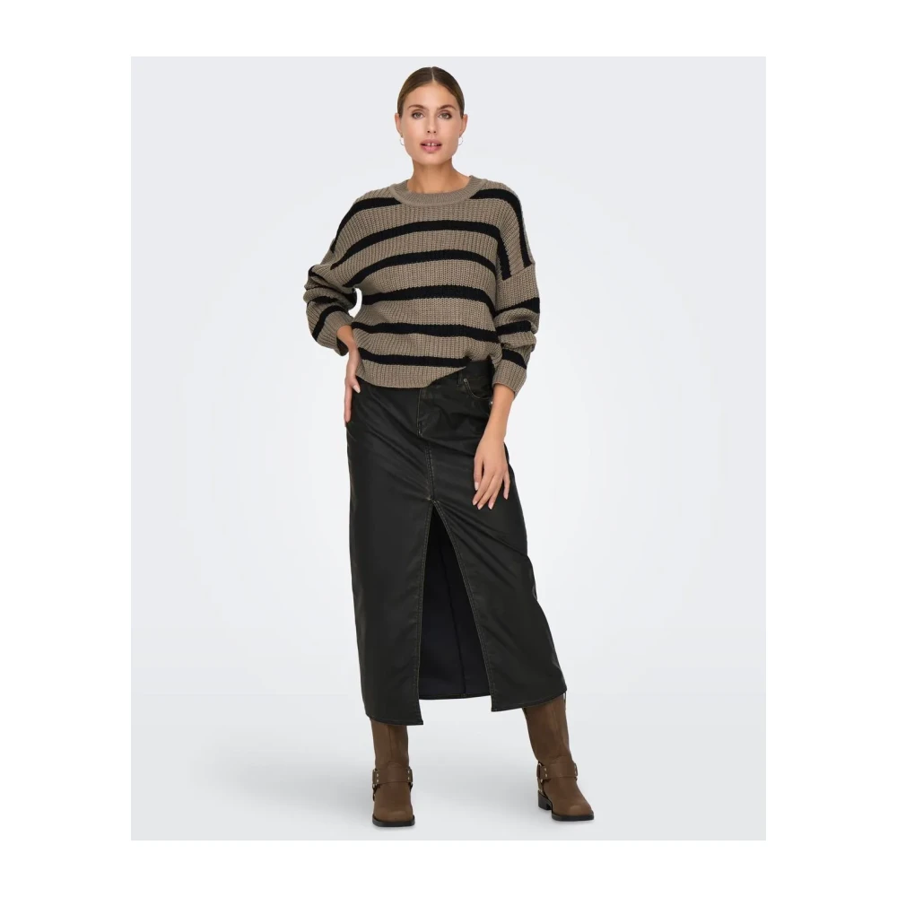Jacqueline de Yong Gestreepte Ronde Hals Trui Vrouwen Brown Dames