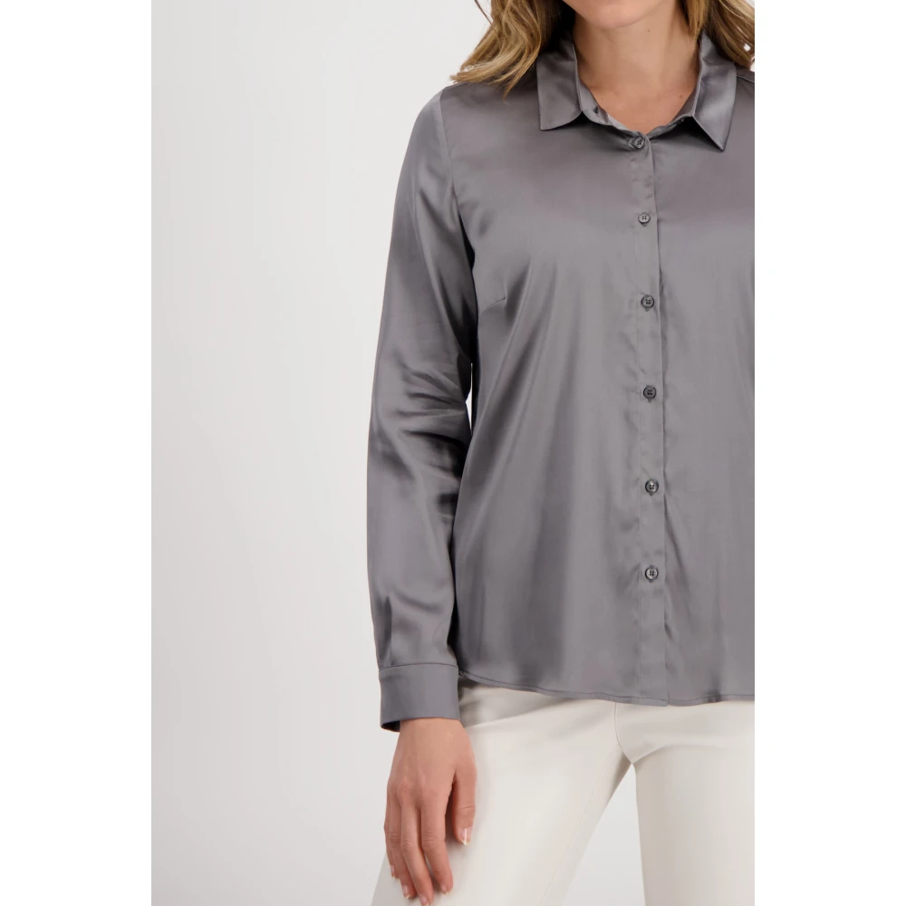 monari Soepelvallende Satijnen Blouse Gray Dames
