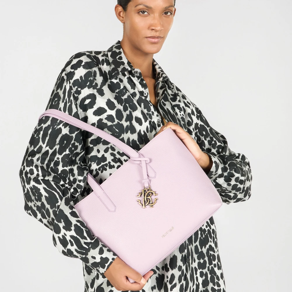 Roberto Cavalli Leren Shopper met Charme en Rits Pink Dames