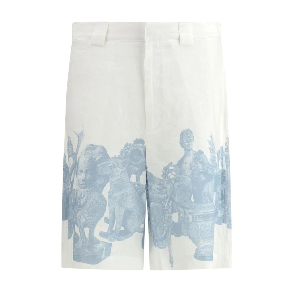 Hawaiian Linen Bermuda Shorts med Prints