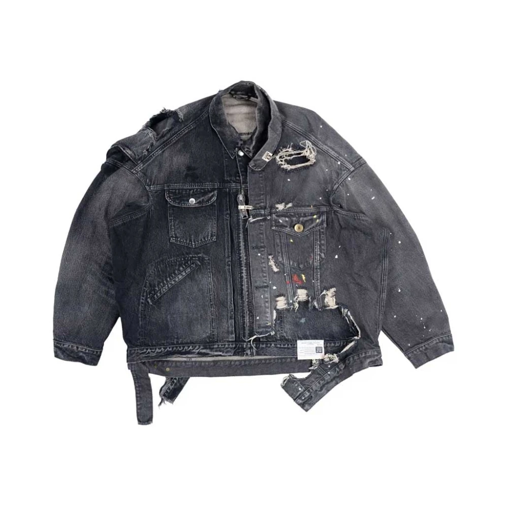 Mihara Yasuhiro Zwarte Denim Blouson met Vintage Finish Black Heren