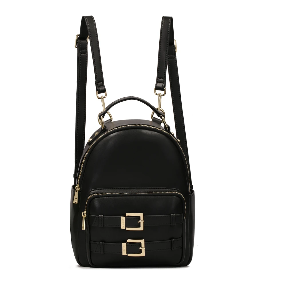 Kazar Zwarte leren rugzak versierd met gespen Black Dames