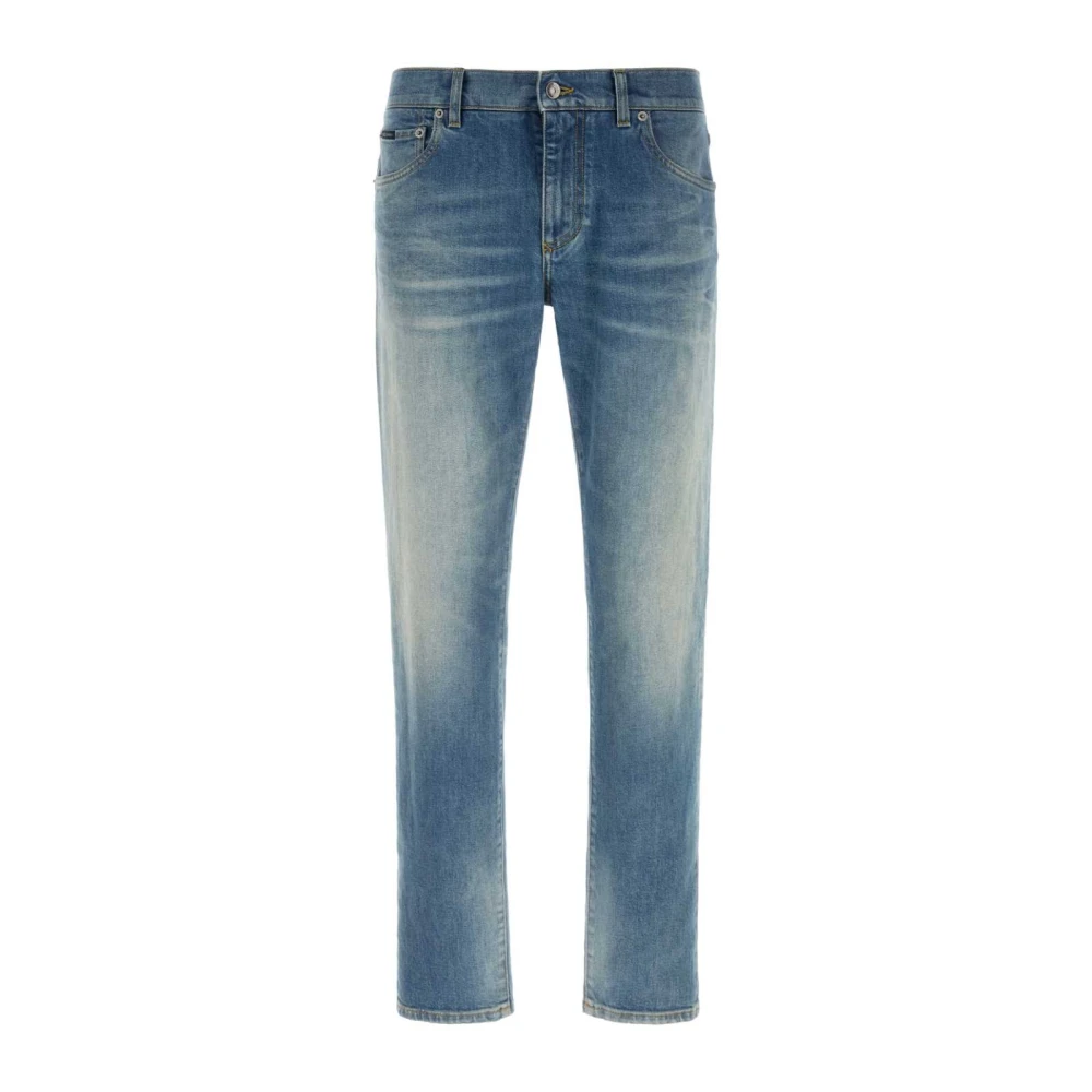 Dolce & Gabbana , Straight Fit Jeans, Male, Blue, Xl, Stretch Denim Jeans