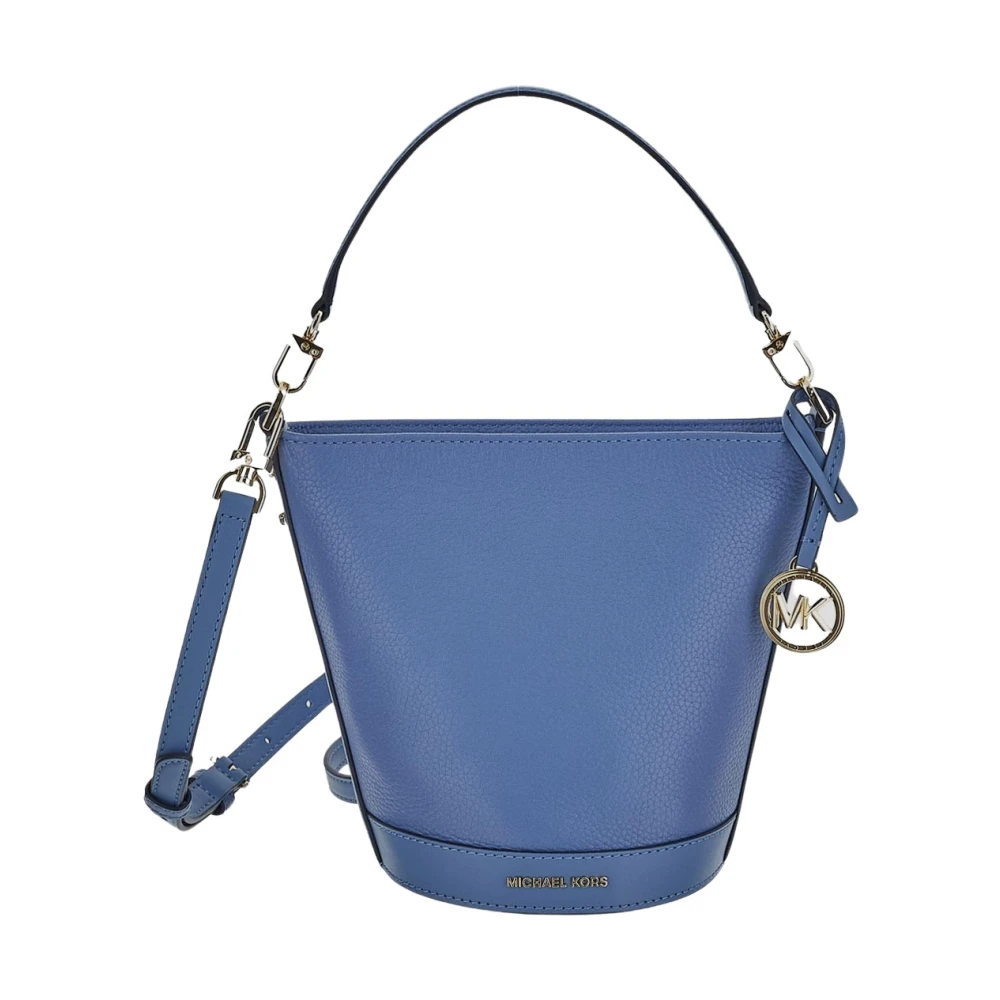 Michael Kors Townsend Kleine Crossbody Tas van Gestikt Leder Blue Dames