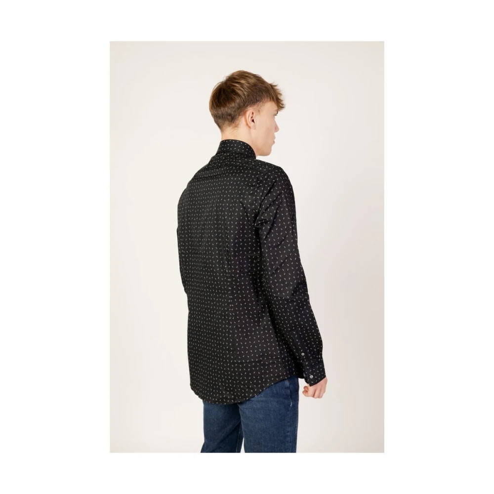 Calvin Klein Zwarte Katoenen Overhemd Heren Lange Mouw Black Heren