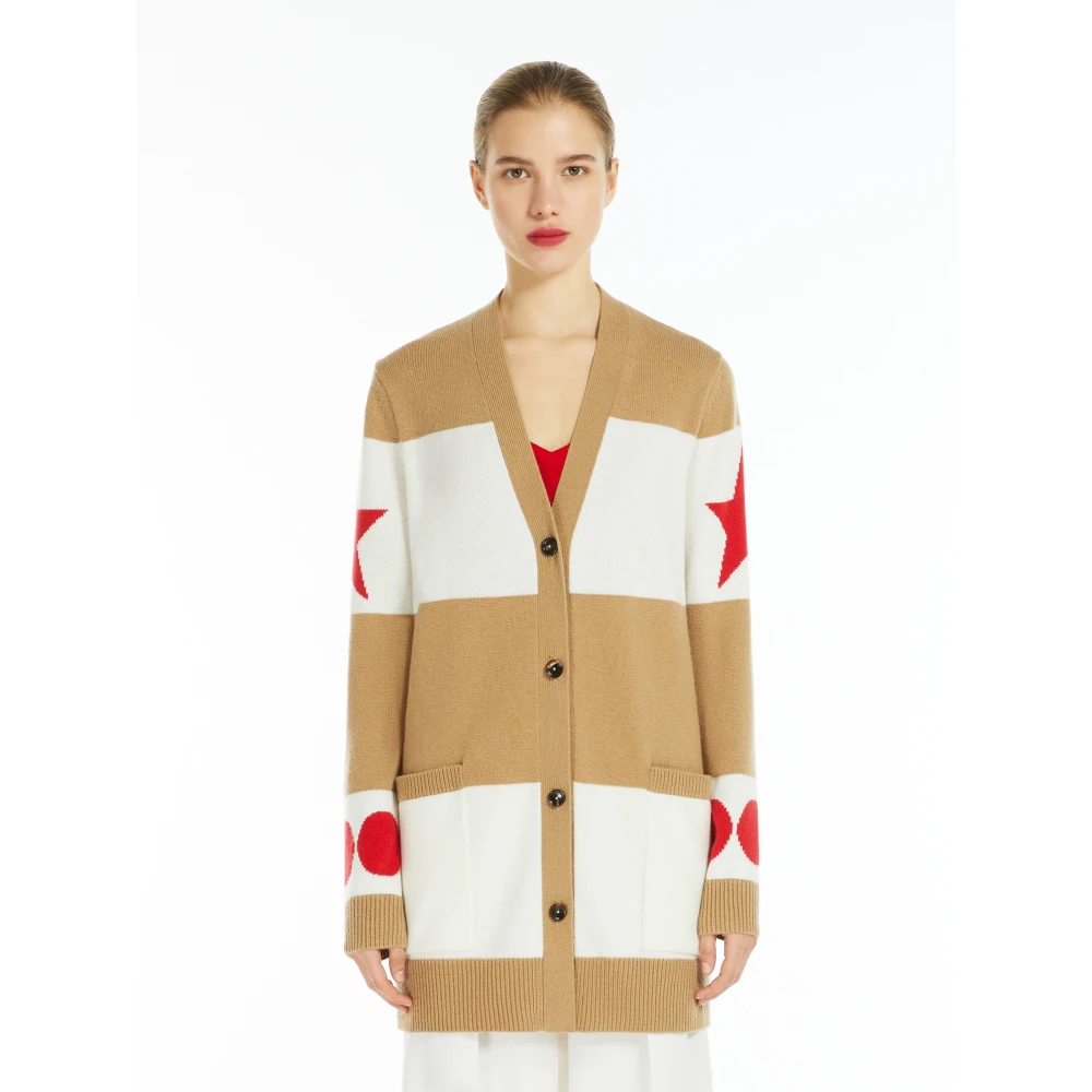 Max Mara Beige Jacquard Gestreepte Trui Beige Dames
