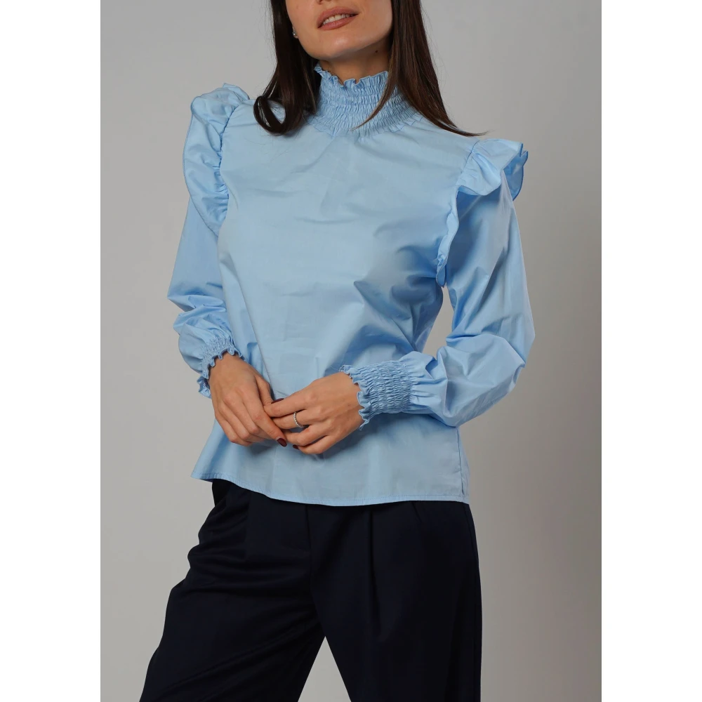 H2O Elegant gerimpeld hemelsblauw overhemd Blue Dames