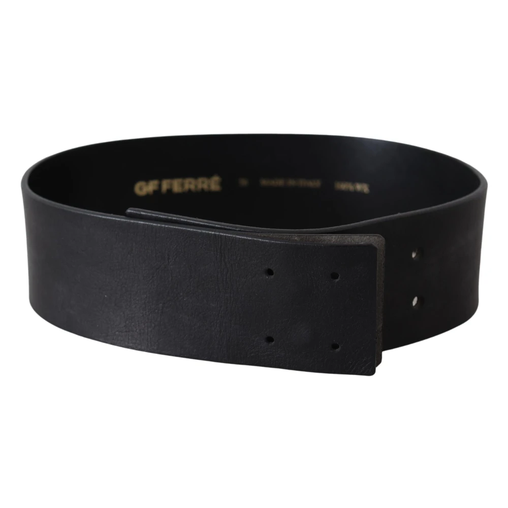 Gianfranco Ferré Brede Zwarte Leren Mode Riem Black Dames