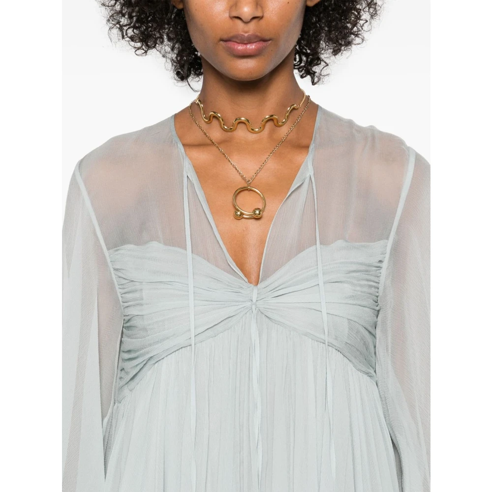 Chloé Blauwe Jurken met Mintgroene Accenten Blue Dames