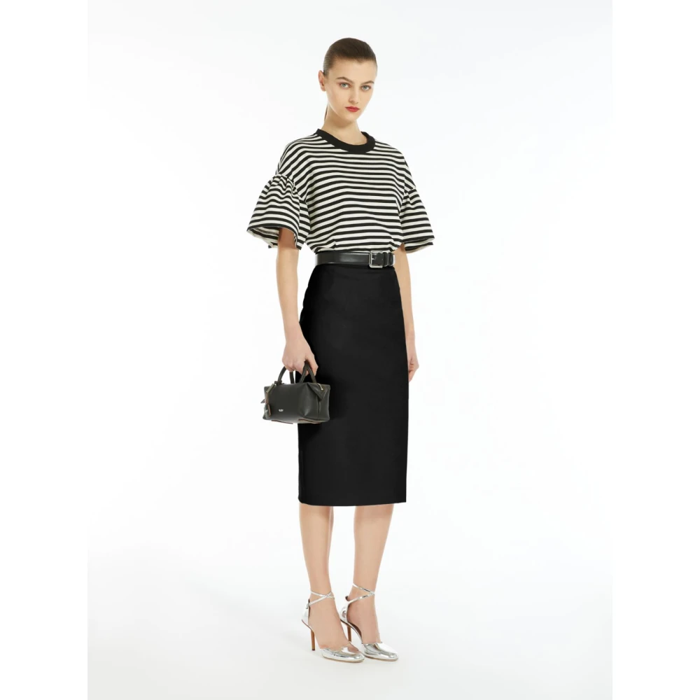 Max Mara Zwarte kokerrok met centrale split Black Dames