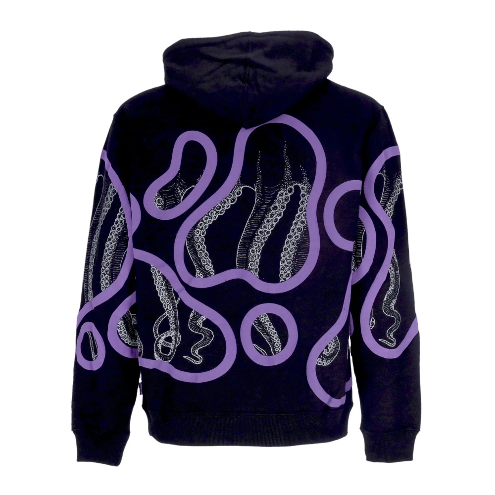 Octopus Zwarte lichtgewicht hoodie met kangoeroezak Black Heren