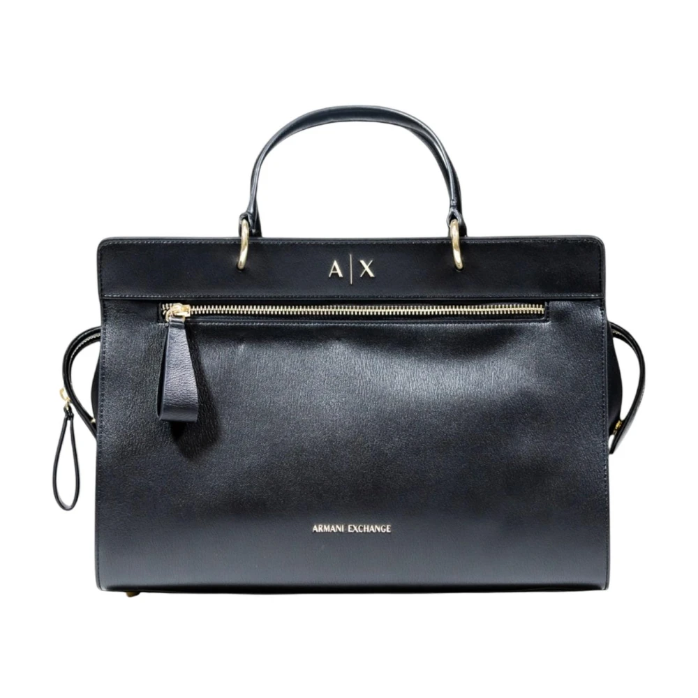 Armani Exchange Donna Nero - Elegante Borsa Della Spesa Con Dettagli In Oro - Bags - One Size