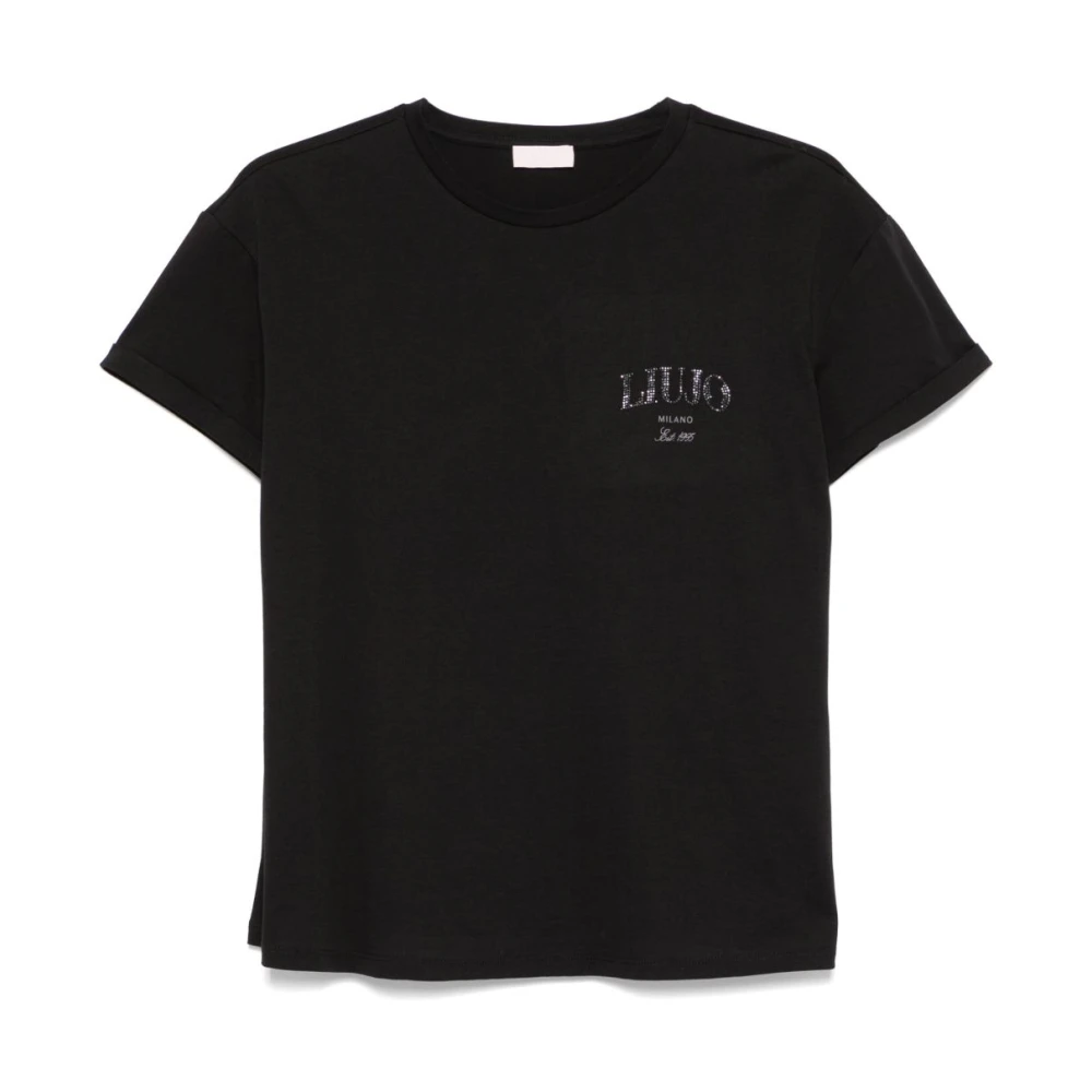 Liu Jo Zwarte Crew Neck T-shirts en Polos Black Dames