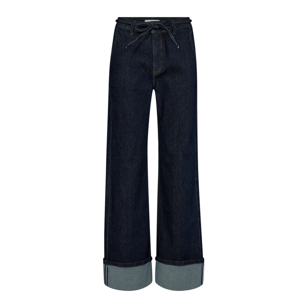 Co'Couture Wide Leg Ankle Jeans Donker Denim Blue Dames