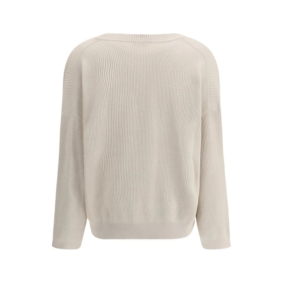 BRUNELLO CUCINELLI V-hals Pullover met Juweelversieringen Beige Dames