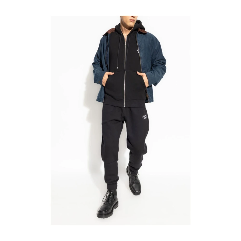 Maison Kitsuné Zwarte Broek Aw24 Black Heren