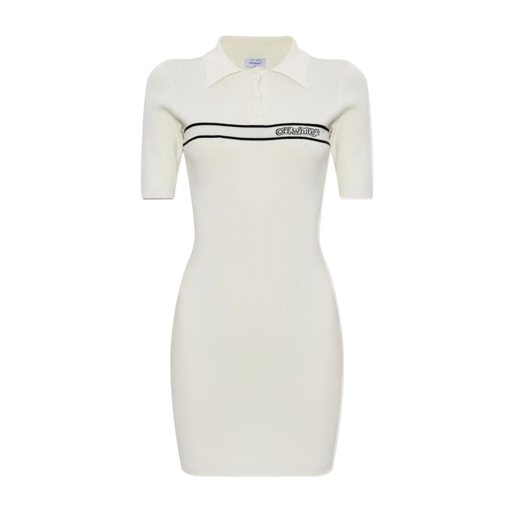 Off White Geborduurd Logo Witte Jurk White Dames
