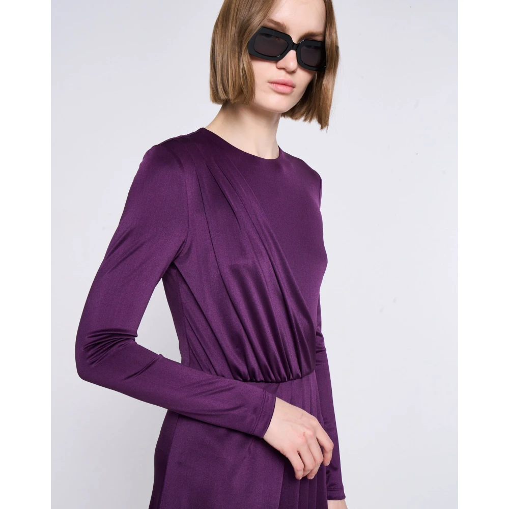 Silvian Heach Gekruiste V-hals Lange Gedrapeerde Jurk Purple Dames