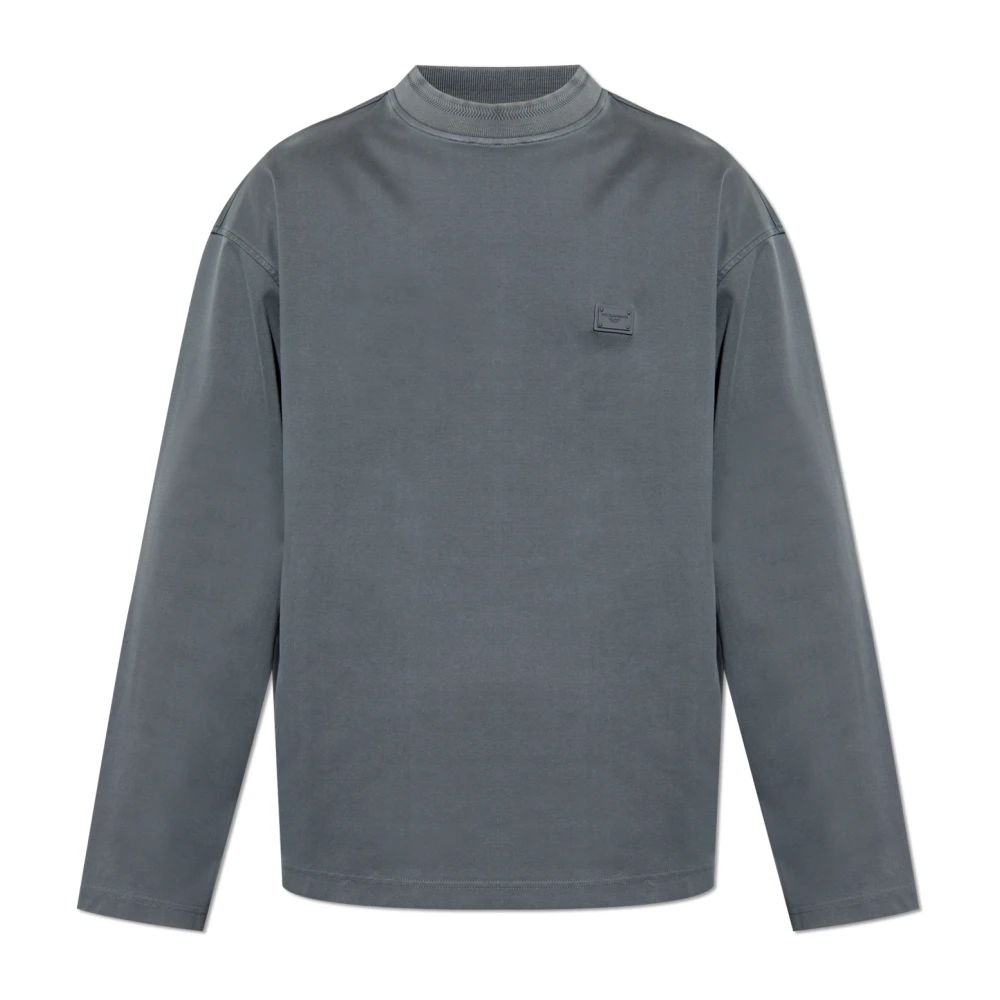 Dolce & Gabbana Sweatshirt met logoplaatje Gray Heren