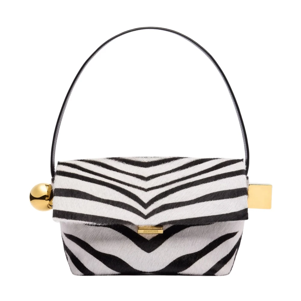 Jacquemus Zebra Print Läderhandväska White, Dam