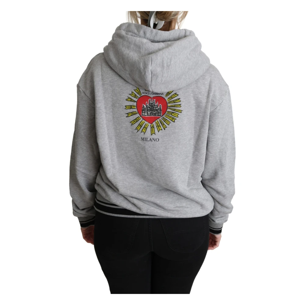 Dolce & Gabbana Luxe Hoodie van Grijs Katoen Gray Dames