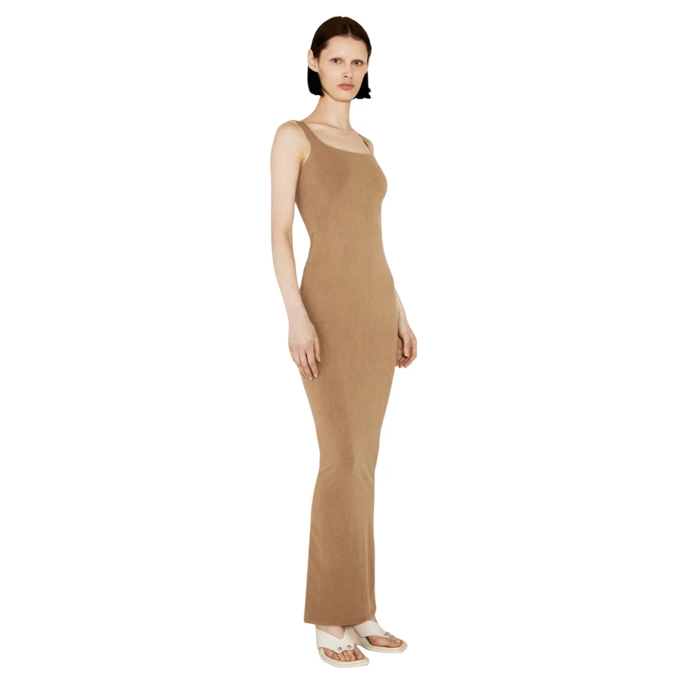 Entire Studios Women's Brown Maxi Dresses, M, Square Neck Maxi Dress