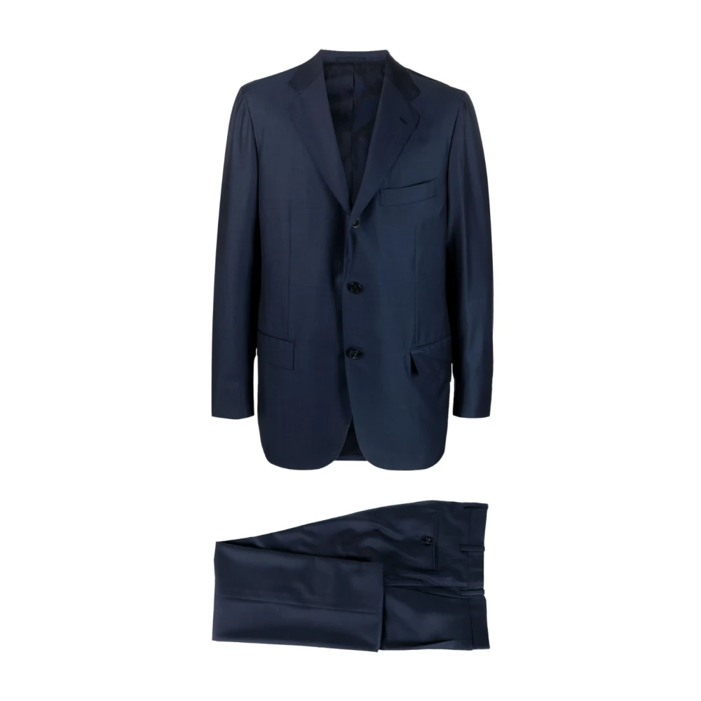 Kiton Marinbl? Enradig Kostym Blue, Herr