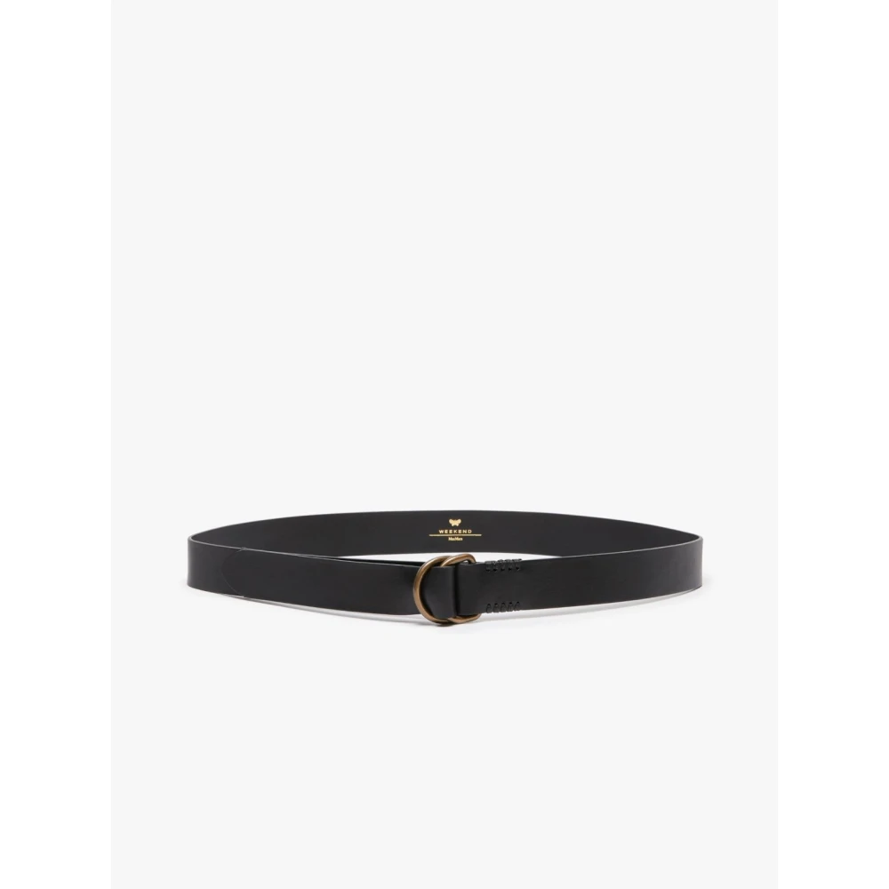 Max Mara Weekend Elegant leren riem met dubbele O-ring gesp Black Dames